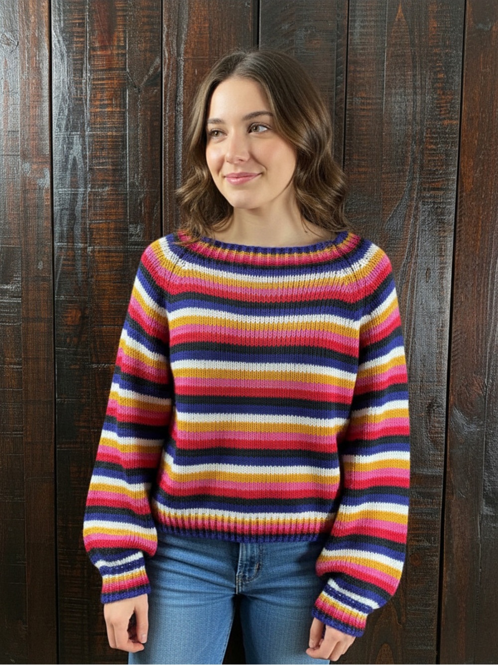 Colorful Striped Balloon sleeve Sweater NWT